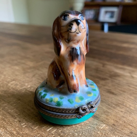 Rochard Limoges Spaniel Trinket Box - Picture 2 of 4